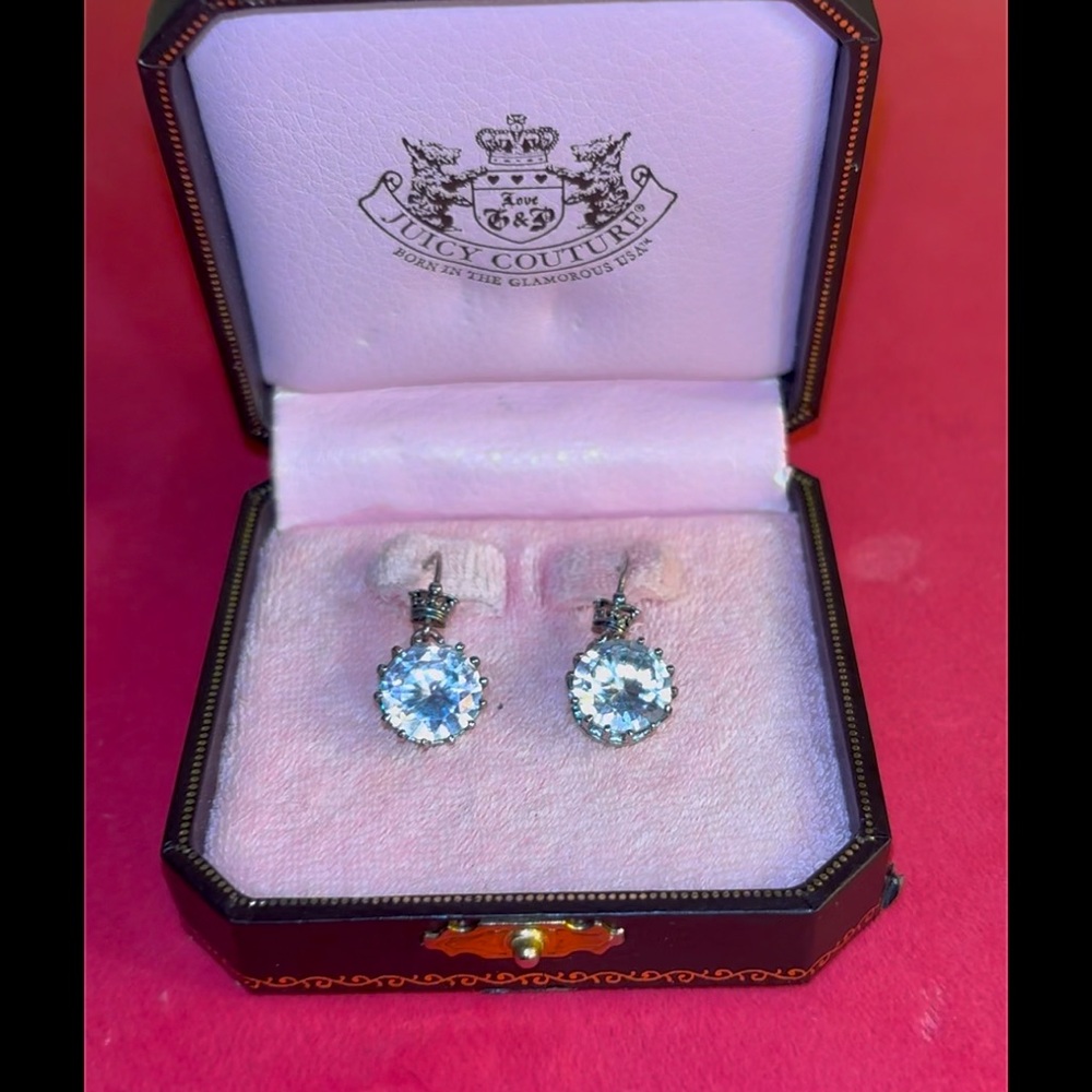 Vintage Juicy Couture Glam earrings with original treasure box.